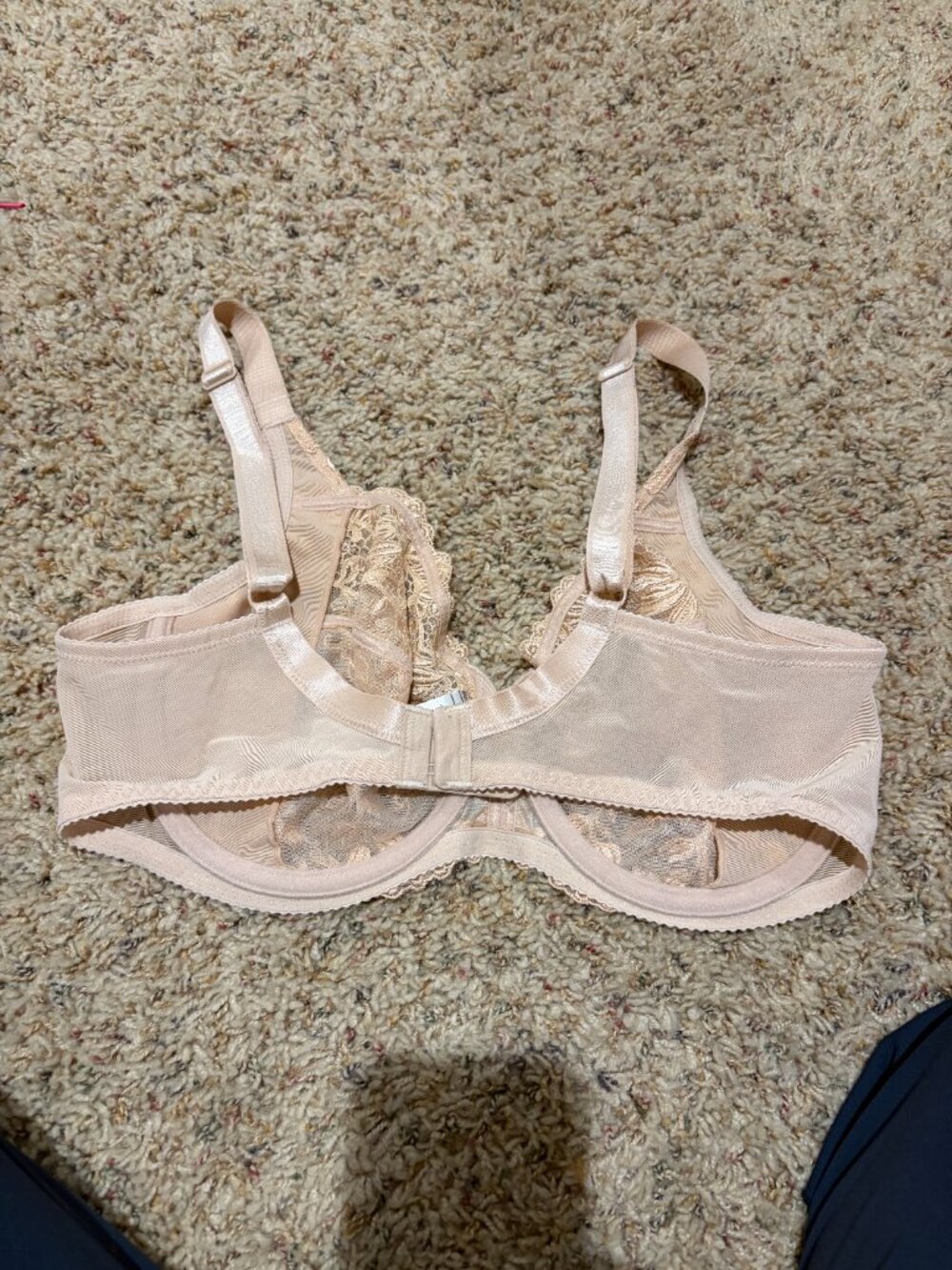 Wacoal 38D Tulip Embroidery Lace Bra Nude Tan 85702 - Picture 5 of 11